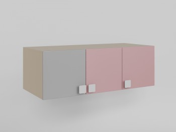 Антресоль на шкаф 3-х створчатый (Розовый/Серый/корпус Клен) в Черепаново - cherepanovo.mebel54.com | фото