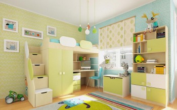 Детская комната Эппл (Зеленый/Белый/корпус Клен) в Черепаново - cherepanovo.mebel54.com | фото