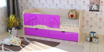 Друзья Кровать детская 2 ящика 1.6 Фиолетовый глянец в Черепаново - cherepanovo.mebel54.com | фото