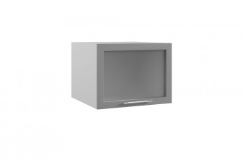 Гарда ГВПГС 600 шкаф верхний горизонтальный глубокий со стеклом высокий (Белый Эмалит/корпус Серый) в Черепаново - cherepanovo.mebel54.com | фото