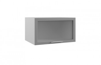 Гарда ГВПГС 800 шкаф верхний горизонтальный глубокий со стеклом высокий (Белый Эмалит/корпус Серый) в Черепаново - cherepanovo.mebel54.com | фото