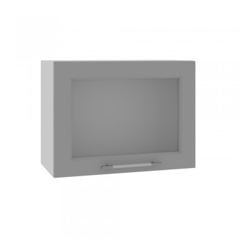 Гарда ВПГС 600 шкаф верхний горизонтальный со стеклом высокий (Белый Эмалит/корпус Серый) в Черепаново - cherepanovo.mebel54.com | фото