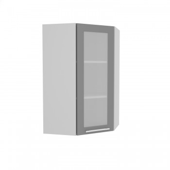 Гарда ВПУС 550 шкаф верхний угловой со стеклом высокий (Белый Эмалит/корпус Серый) в Черепаново - cherepanovo.mebel54.com | фото