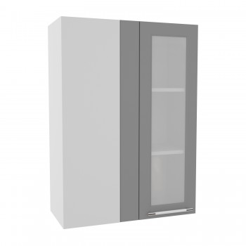 Гарда ВПУС 650 шкаф верхний угловой со стеклом высокий (Белый Эмалит/корпус Серый) в Черепаново - cherepanovo.mebel54.com | фото