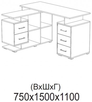 Компьютерный стол угловой СКМУ-3 белый в Черепаново - cherepanovo.mebel54.com | фото