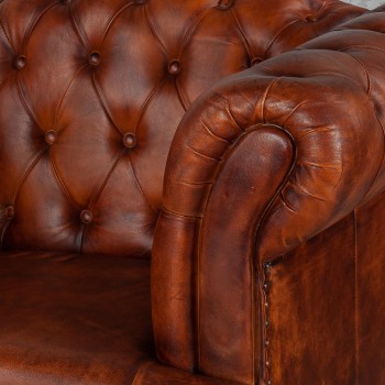 Кресло кожаное Лофт Честер-Нью (Коричневый, Рыжий) в Черепаново - cherepanovo.mebel54.com | фото