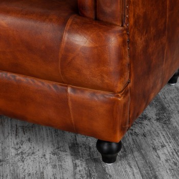 Кресло кожаное Лофт Честер-Нью (Коричневый, Рыжий) в Черепаново - cherepanovo.mebel54.com | фото
