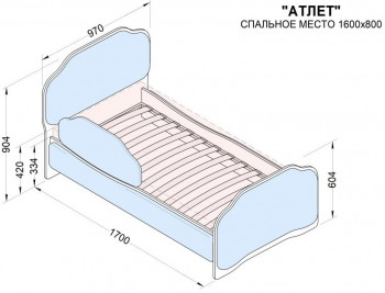 Кровать 160 Атлет 29 Синий (мягкий бортик) в Черепаново - cherepanovo.mebel54.com | фото