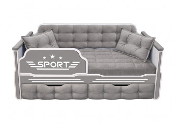 Кровать 160 серии Спорт 2 ящика 45 Серый (подушки) в Черепаново - cherepanovo.mebel54.com | фото