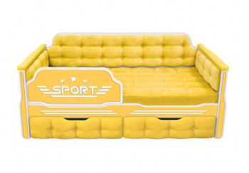 Кровать 160 серии Спорт 2 ящика 74 Жёлтый (мягкие боковые накладки) в Черепаново - cherepanovo.mebel54.com | фото