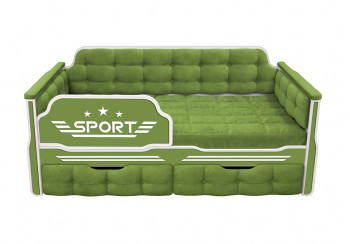 Кровать 160 серии Спорт 2 ящика 76 Зелёный (мягкие боковые накладки) в Черепаново - cherepanovo.mebel54.com | фото