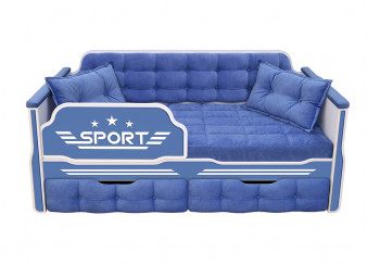 Кровать 160 серии Спорт 2 ящика 85 Синий (подушки) в Черепаново - cherepanovo.mebel54.com | фото