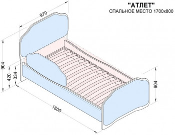 Кровать 170 Атлет 29 Синий (мягкий бортик) в Черепаново - cherepanovo.mebel54.com | фото
