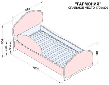 Кровать 170 Гармония 31 Светло-сиреневый (мягкий бортик) в Черепаново - cherepanovo.mebel54.com | фото