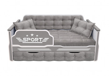Кровать 170 серии Спорт 1 ящик 45 Серый (подушки) в Черепаново - cherepanovo.mebel54.com | фото
