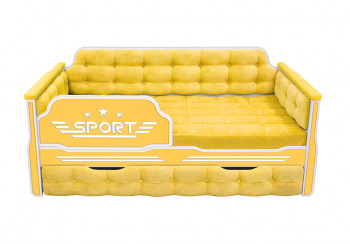Кровать 170 серии Спорт 1 ящик 74 Жёлтый (мягкие боковые накладки) в Черепаново - cherepanovo.mebel54.com | фото
