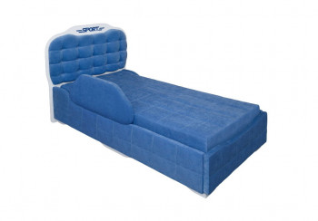 Кровать 190 Атлет Lux 29 Синий (мягкий бортик) в Черепаново - cherepanovo.mebel54.com | фото