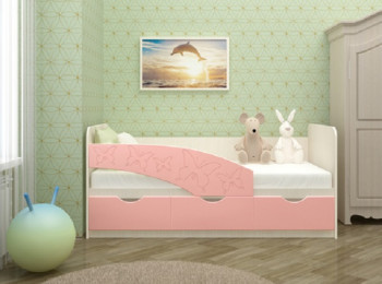 Кровать Бабочки 1,6м (Розовый металлик) в Черепаново - cherepanovo.mebel54.com | фото
