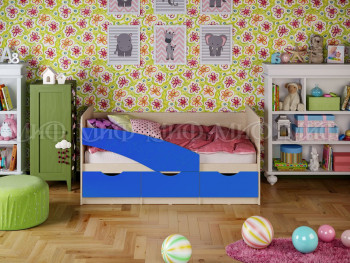 Кровать Бабочки 1,6м (Синий матовый) в Черепаново - cherepanovo.mebel54.com | фото