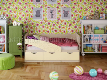 Кровать Бабочки 1,6м (Ваниль матовый) в Черепаново - cherepanovo.mebel54.com | фото