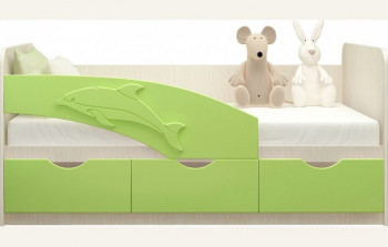 Кровать детская 1,6м Дельфин (Салатовый металлик) в Черепаново - cherepanovo.mebel54.com | фото