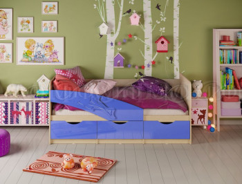 Кровать детская 1,6м Дельфин (Синий металлик) в Черепаново - cherepanovo.mebel54.com | фото