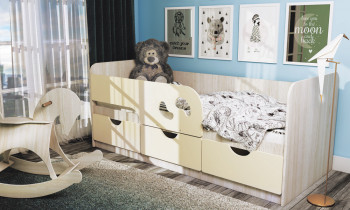 Кровать детская Минима Лего 1,86м с ящиками (дуб атланта/крем) в Черепаново - cherepanovo.mebel54.com | фото