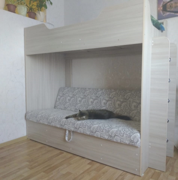 Кровать двухъярусная с диваном (Беленый дуб) в Черепаново - cherepanovo.mebel54.com | фото