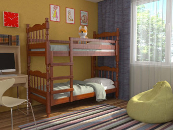 Кровать двухъярусная Соня из массива сосны 800*1890 Орех в Черепаново - cherepanovo.mebel54.com | фото