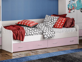 Кровать Fashion-1 Вега 0,9 м (Белый/Розовый) в Черепаново - cherepanovo.mebel54.com | фото