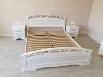 Кровать Грация-1 из массива сосны 1600*2000 Белый античный в Черепаново - cherepanovo.mebel54.com | фото