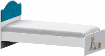 Кровать Каспер с мягкой спинкой и фотопечатью (800х1900)  Белый/Бирюза в Черепаново - cherepanovo.mebel54.com | фото