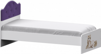 Кровать Каспер с мягкой спинкой и фотопечатью (800х1900)Белый/Фиолетовый в Черепаново - cherepanovo.mebel54.com | фото