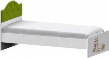 Кровать Каспер с мягкой спинкой и фотопечатью (800х1900)Белый/Лайм в Черепаново - cherepanovo.mebel54.com | фото
