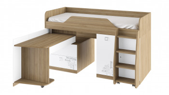Кровать комбинированная «Оксфорд» (Ривьера/Белый с рисунком) в Черепаново - cherepanovo.mebel54.com | фото
