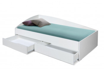 Кровать одинарная "Фея - 3" (асимметричная) (2000х900) New/(белый / белый / ДВПО белый) в Черепаново - cherepanovo.mebel54.com | фото