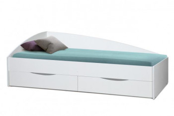 Кровать одинарная "Фея - 3" (асимметричная) (2000х900) New/(белый / белый / ДВПО белый) в Черепаново - cherepanovo.mebel54.com | фото
