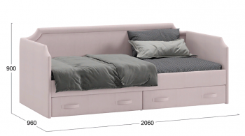Кровать с мягкой обивкой и ящиками «Кантри» Тип 1 (900) (Велюр пудровый) в Черепаново - cherepanovo.mebel54.com | фото
