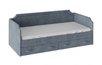 Кровать с мягкой обивкой и ящиками «Кантри» Тип 1 (900) (Замша синяя) в Черепаново - cherepanovo.mebel54.com | фото