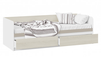 Кровать «Сканди» с 2 ящиками Дуб Гарден/Белый/Глиняный серый в Черепаново - cherepanovo.mebel54.com | фото