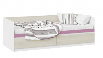 Кровать «Сканди» с 2 ящиками Дуб Гарден/Белый/Лиловый в Черепаново - cherepanovo.mebel54.com | фото