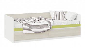 Кровать «Сканди» с 2 ящиками Дуб Гарден/Белый/Зеленый в Черепаново - cherepanovo.mebel54.com | фото