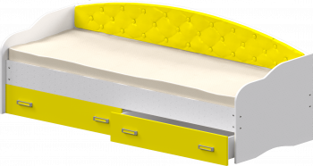 Кровать Софа-7 с мягкой спинкой (800х1900) Белый/Желтый в Черепаново - cherepanovo.mebel54.com | фото