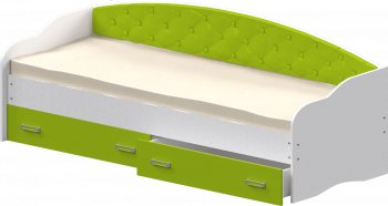 Кровать Софа-7 с мягкой спинкой (800х1900) Белый/Лайм в Черепаново - cherepanovo.mebel54.com | фото