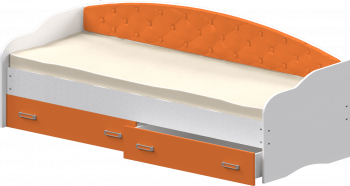 Кровать Софа-7 с мягкой спинкой (800х1900) Белый/Оранжевый в Черепаново - cherepanovo.mebel54.com | фото