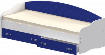 Кровать Софа-7 с мягкой спинкой (800х1900) Белый/Синий в Черепаново - cherepanovo.mebel54.com | фото