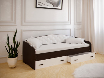 Кровать Софа-7 с мягкой спинкой (800х1900) Венге/ Белый в Черепаново - cherepanovo.mebel54.com | фото