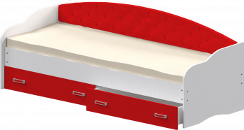 Кровать Софа-8 с мягкой спинкой (900х1900) Белый/Красный в Черепаново - cherepanovo.mebel54.com | фото