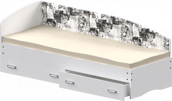 Кровать Софа-9 с мягкой спинкой с рисунком Милана (900х1900) Белый в Черепаново - cherepanovo.mebel54.com | фото