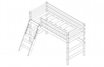 Кровать Соня вариант 6 полувысокая с наклонной лестницей Лаванда в Черепаново - cherepanovo.mebel54.com | фото